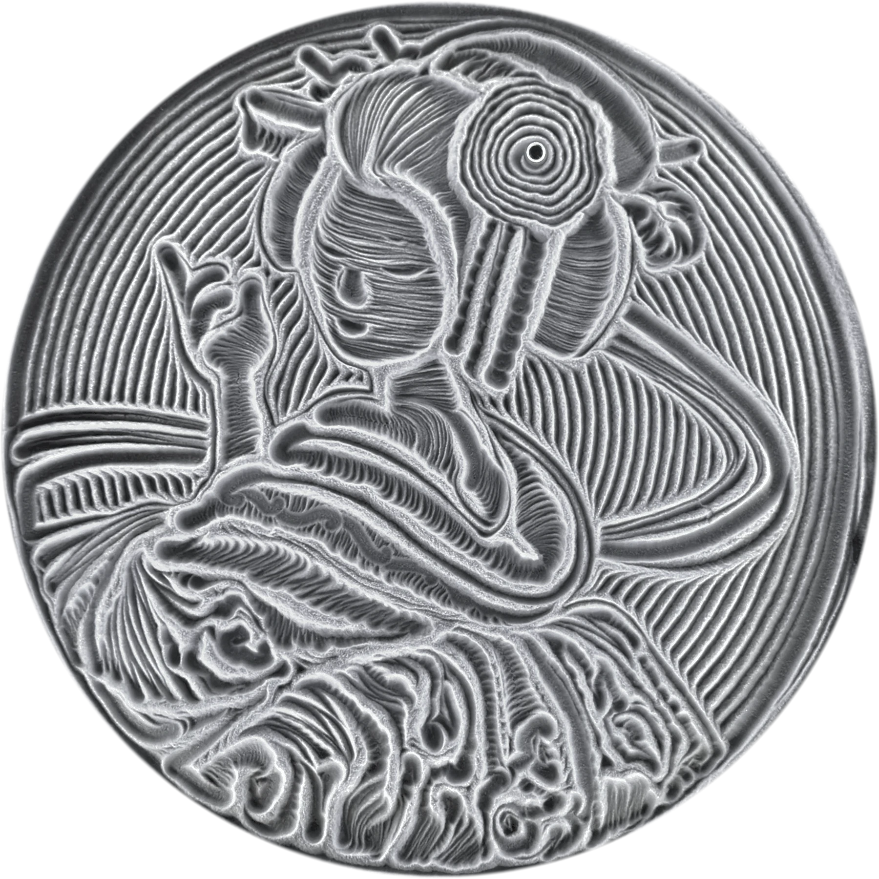 Geisha pattern traced in sand